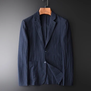 

Spring mens blazer luxury New Linen Casual Men's Suit Hight Quality Slim Fit Fashion Navy Blazer Men's Casual Plus Size M - 4XL