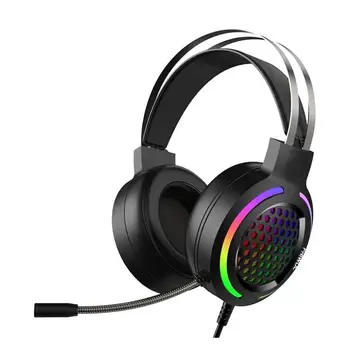 

Wired Gaming Headset 7.1 Surround Sound Stereo Earphones Headphones For PC Light Breathing USB RGB Microphone Gamer T0B7