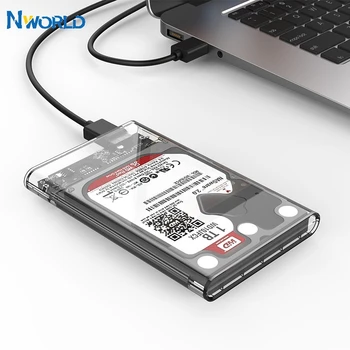 

Nworld Transparent USB 3.0 External SATA HD HDD 2.5 Inch Hard Drive Box Hard Disk Case HDD Case Box Enclosure With Cable Cabo