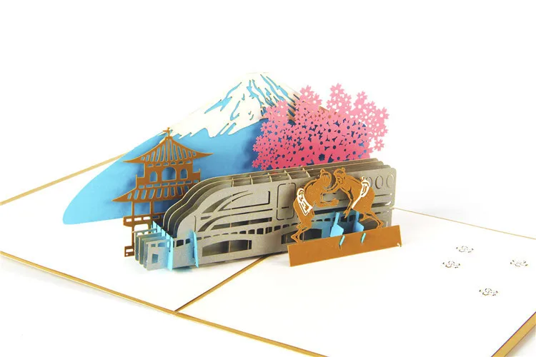 Under Mount Fuji 3D всплывающие поздравительные пригласительные подарочные открытки лазерная резка Пригласительные открытки на день рождения для детей открытки с изображением единорога - Цвет: Under Mount Fuji