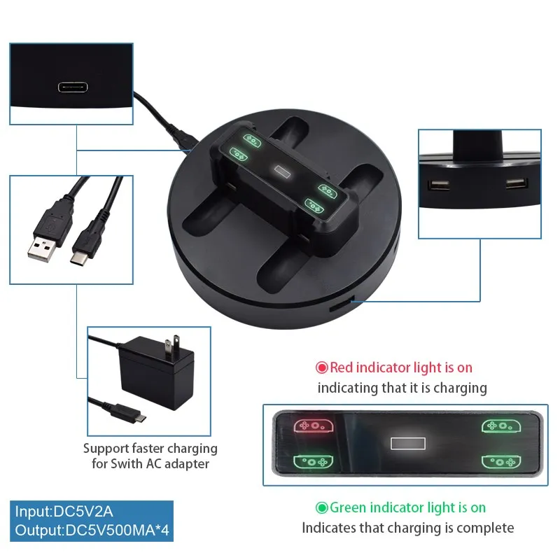 for Nintend Switch USB Charger Charging Dock  Stand Station Holder for Nintend Switch Joy-Con Game Console Controller