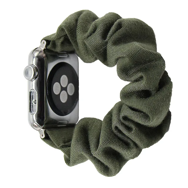 Cotton Elastic Scrunchies Smart Apple Watch Band 5 4 42mm 38mm For Girls Women Cotton Bands 40mm Series 5 4 3 2 1 44mm 40mm SWB 47