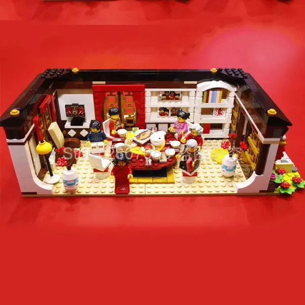 

46001 Creative Toys Chinese Architecture Chinese New Years Eve Dinner Set Building Blocks Bricks Kids toys Compatible 80101