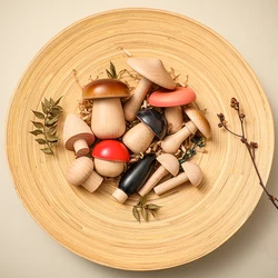 Baby Wooden Blocks Montessori Educational Style Toys for Children Creative Jigsaw Stacking Mushroom Toy Set
