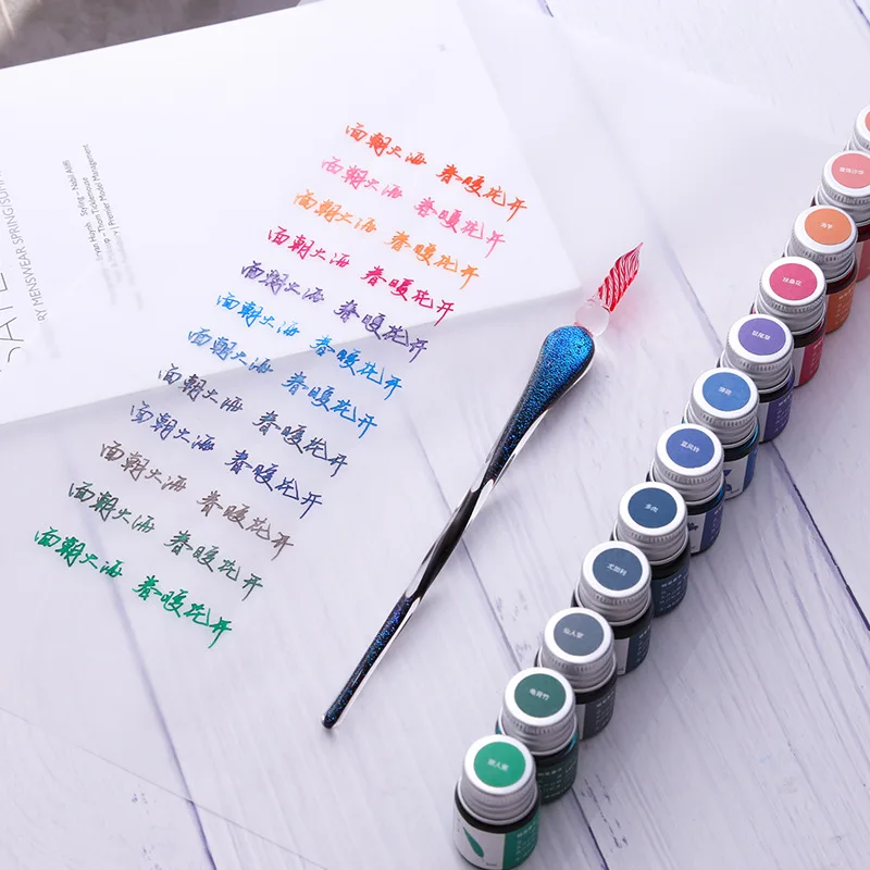 Glass Pen Crystal Pen Gift Set Opening Holiday Gift Pen Gift Box Customizable Color Ink Star Try Color Pen