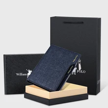 WILLIAMPOLO для небольших бумажников Для мужчин денимовая Сумочка кредит, с отделением для хранения карт, с отделением для монет для отдыха водительские права бумажник с застежкой-молнией Мода