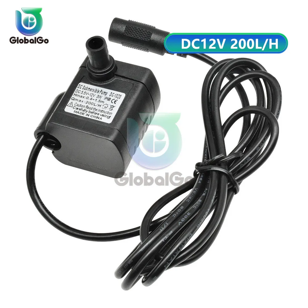 12V Ультра-тихий DC 5 в 12 В 3 Вт 200л/ч скорость потока водонепроницаемый Бесщеточный насос мини погружной водяной насос Солнечный микро USB погружной насос - Напряжение: 12V