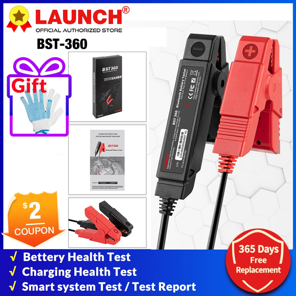 

LAUNCH X431 BST360 Battery test Clip Analyzer 12V 2000CCA Voltage BST-360 Car Battery Tester Charging Cricut Load Tools