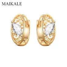 MAIKALE, овальные циркониевые серьги-гвоздики для женщин, кубические циркониевые бусины, золотые, серебряные, полые, геометрические маленькие серьги, корейское ювелирное изделие, подарок