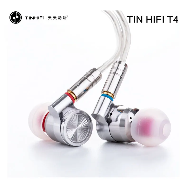 Tinhifi T4 наушники Динамический драйвер HIFI бас металлическая гарнитура 3,5 мм 10 мм CNT вкладыши с MMCX кабелем для shure se215 se535