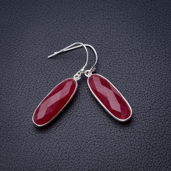 

StarGems Natural Cherry Ruby Handmade 925 Sterling Silver Earrings 1.5" D6870