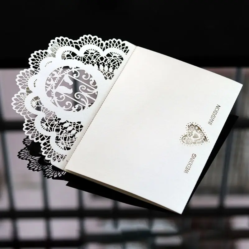  10pcs/set European Style Lace Wedding Greeting Invitation Card Cover Laser Cut Engagement Party Sup - 4000186235893