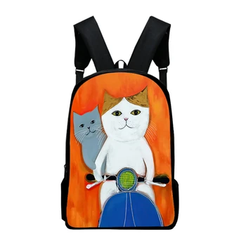 

17inch 3D Animal Kitten Backpack Funny Cat Art Printing Book Bag Mochila Backpack School Bags For Teenagers Girls Boys Student