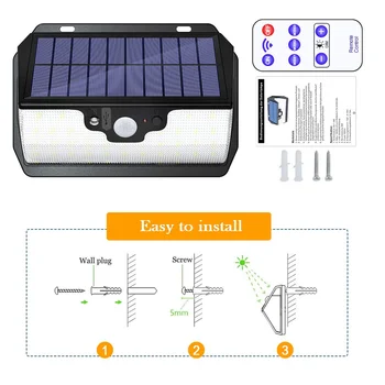 

55 LEDs Solar Light Motion Sensor Waterproof 3 Modes with Remote for Outdoor Garden Garage JDH99