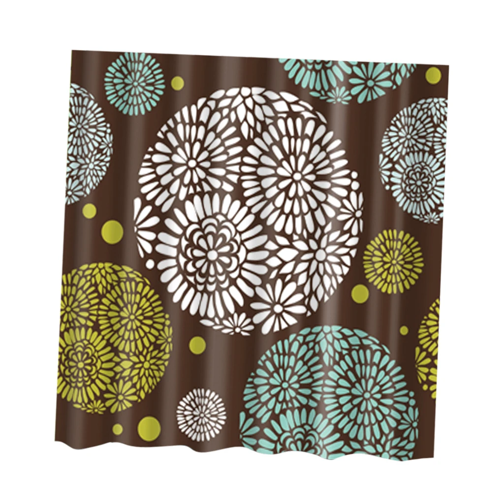 Fabric Waterproof Bathroom Shower Curtain Divider Panel With 12 Hooks Set