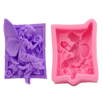 

Fairy angel flower 3D resin clay silicone molds DIY handmade soap mold silica gel mould Newest Design C1335 c