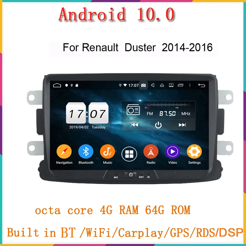 Автомобильное радио android10 для RENAULT DUSTER 2012-2018 gps-навигация Автомобильный