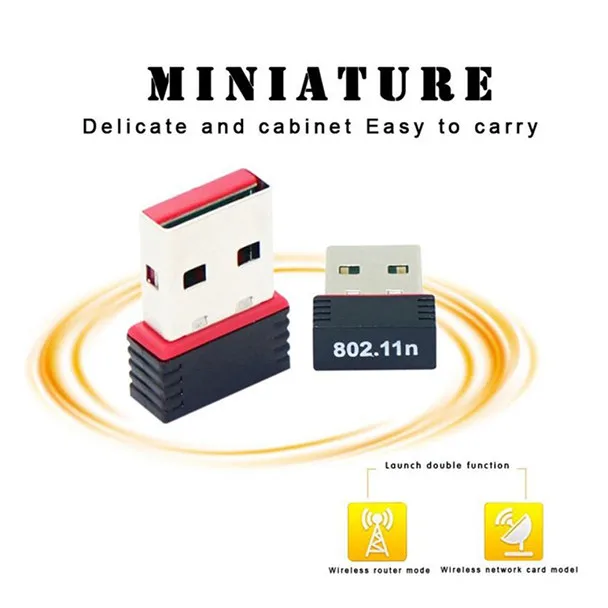 

Mini USB 2.0 802.11n 150Mbps Wifi Network Adapter for Windows Linux PC Y20
