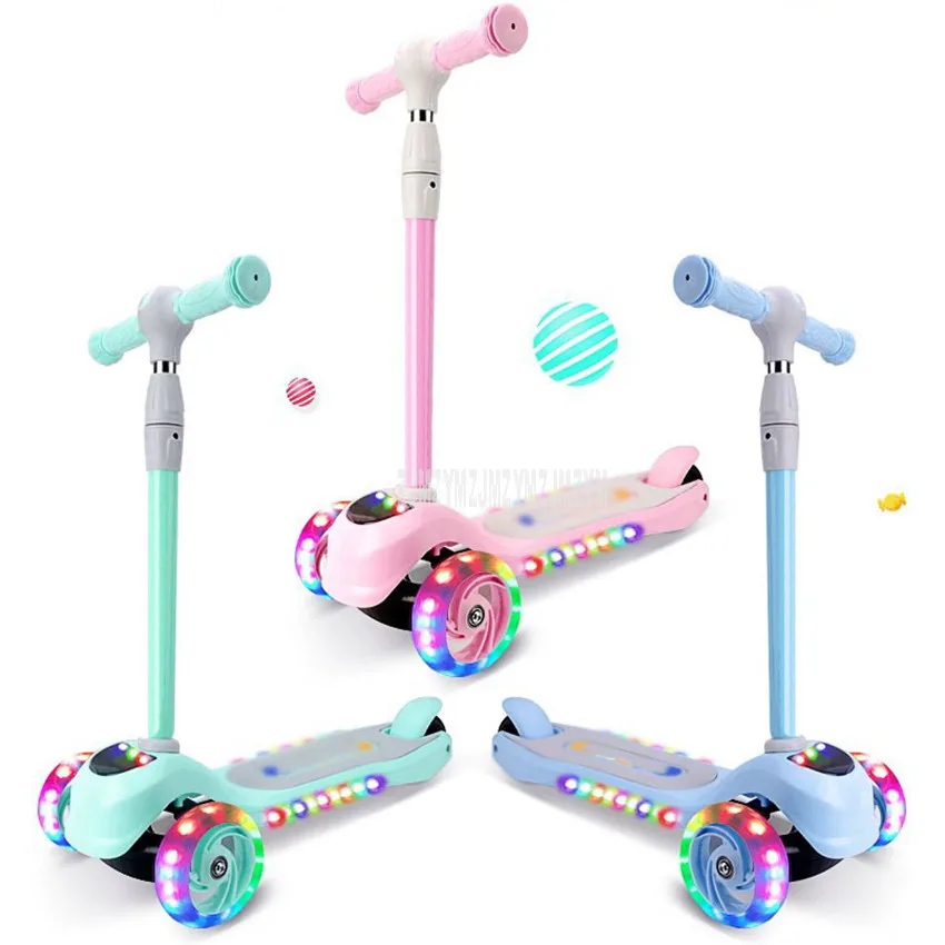 

Children Scooter 3 Wheel Kick Scooter Foot Scooter Skateboard Front LED Flashing Wheel Music Function Kids Outdoor Sport Toy