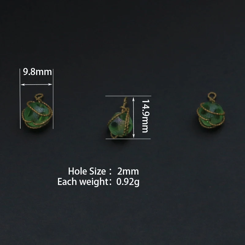 

Batch flower copper wire winding three-color single hanging frosted bead pendant DIY making necklace and earrings