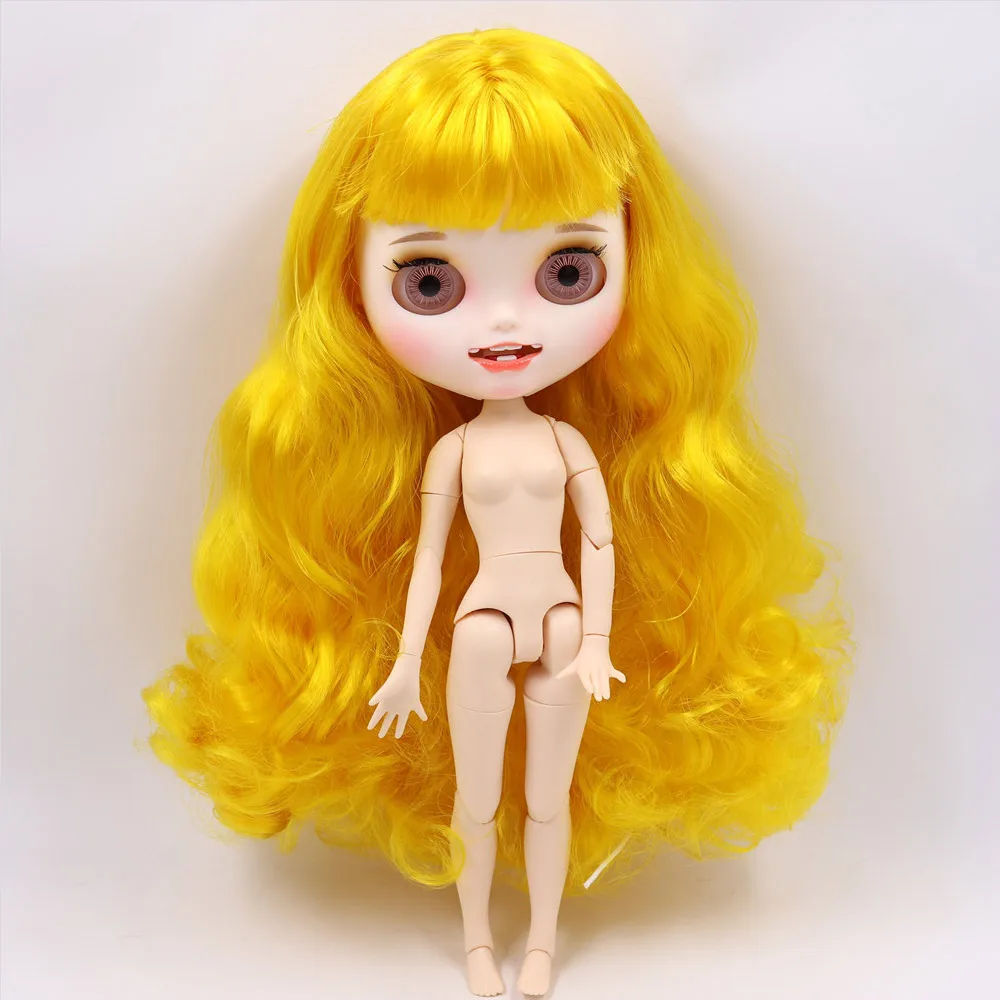 like the picture Ледяной обнаженный Blyth кукла No. BL3038 желтые волосы резные губы открытый рот матовая индивидуальные лица сустава тела 1/6 bjd - Цвет: like the picture