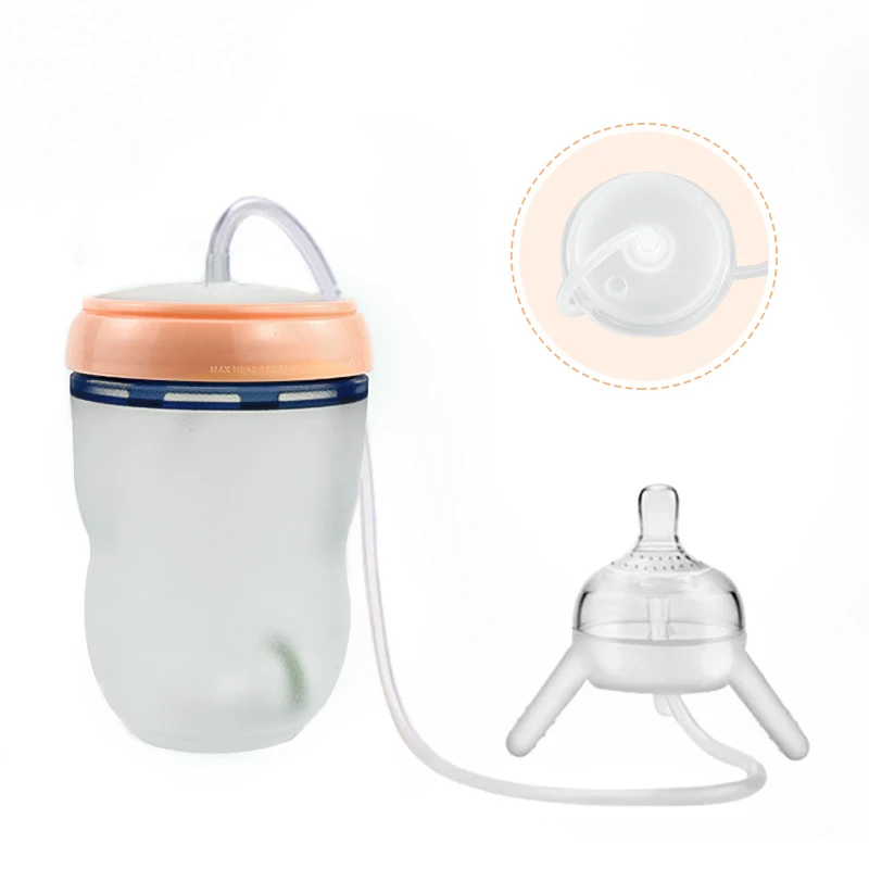 Baby Feeding Utensils Baby feeding Bottle Long straw Hands-free bottle Multifunctional Baby Bottle Kids Cup Silicone Sippy NO BPA
