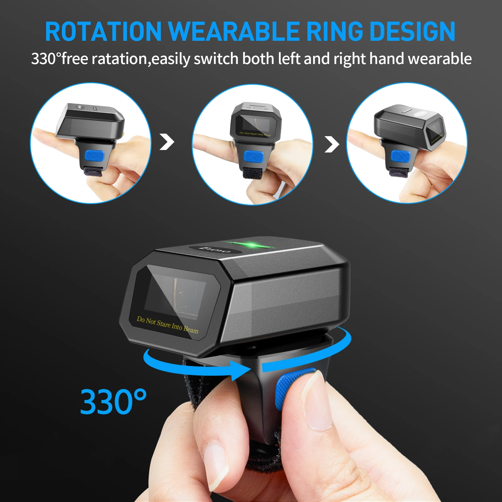 epson photo scanner Eyoyo 2D Wireless Ring Barcode Scanner Compatible Bluetooth 2.4G Wireless Wired Portable Wearable Mini Finger Bar Code Reader photo negative scanner