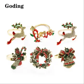 

Christmas Color Metal Napkin Ring/Hotel Table Supplies Circles/XMAS Decor/Festival Atmosphere Scene Arrangement/Home Dressing