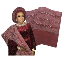 ASO OKE повязка на голову с бисером африканская ткань tissu dentelle strass perle auto gele головной убор кружева тримминги для шитья ткани 2 шт