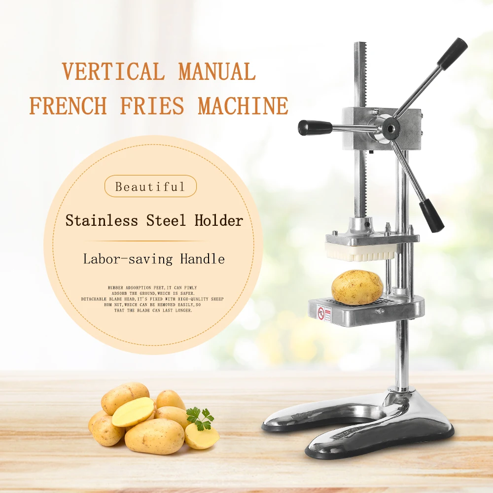 ITOP Potato Chip Slicers Stainless Steel Vertical French Fries Cutter Machine Food Processor With 3 Pcs Blades MH003