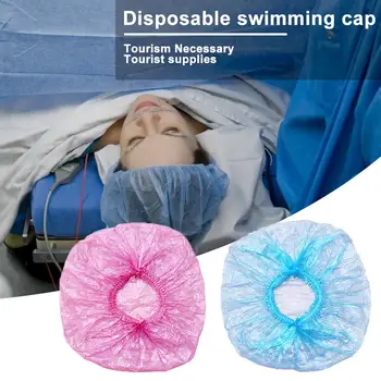 

100pcs/lot Disposable Shower Caps Hat Clear Spa Hair Salon Hotel One-Off Bathing Elastic Shower Cap Bathroom Products Bath Caps