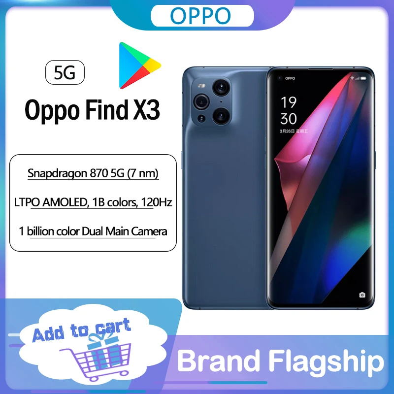 ddr5 ram Original OPPO Find X3 5G Smart Phone Snapdragon 870 120Hz AMOLED Octa Core 8GB RAM 128GB ROM 65W Super Flash Charge NFC google ddr4 ram
