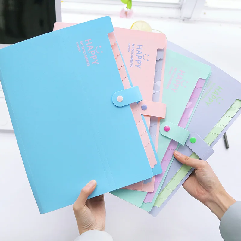 1PCS Korean 12-in Folder PP Organ Storage Bag Document Sorting Test Paper Dividing Multi-layer | Канцтовары для офиса и дома