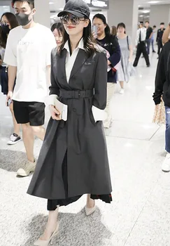 

2020 New Coat Women's Retro Fashion Temperament Lace Up Trench Coat Women's Long Section