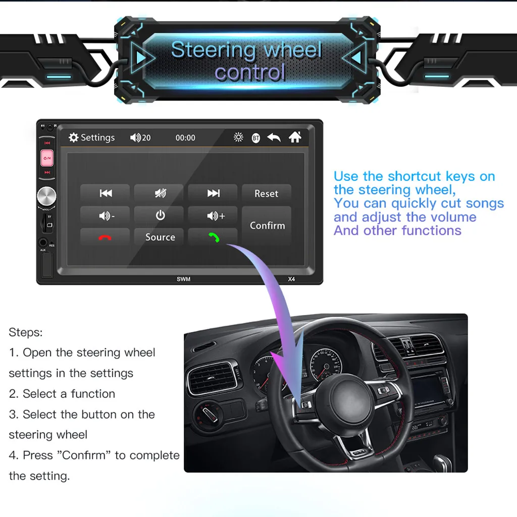 

SWM-4XG 7Inch HD BT Car MP5 Player Car Audio And Video MP4 Card U Disk Radio FM Z828