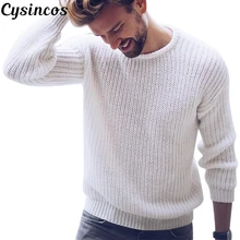 CYSINCOS осенне-зимний хлопковый свитер, мужской пуловер, повседневный джемпер для мужчин, вязаная одежда в Корейском стиле размера плюс