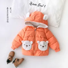 Милые парки с героями мультфильмов для малышей; детские куртки; утепленное бархатное пуховое пальто для маленьких девочек; зимнее пальто для младенцев; Повседневная теплая верхняя одежда для новорожденных