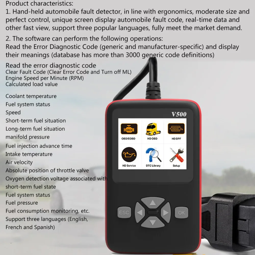 Горячая V500 OBD машина/Грузовик Диагностика CR-HD устройство сверхмощный грузовик диагностический инструмент код ридер сканер V500 грузовик диагностический сканер