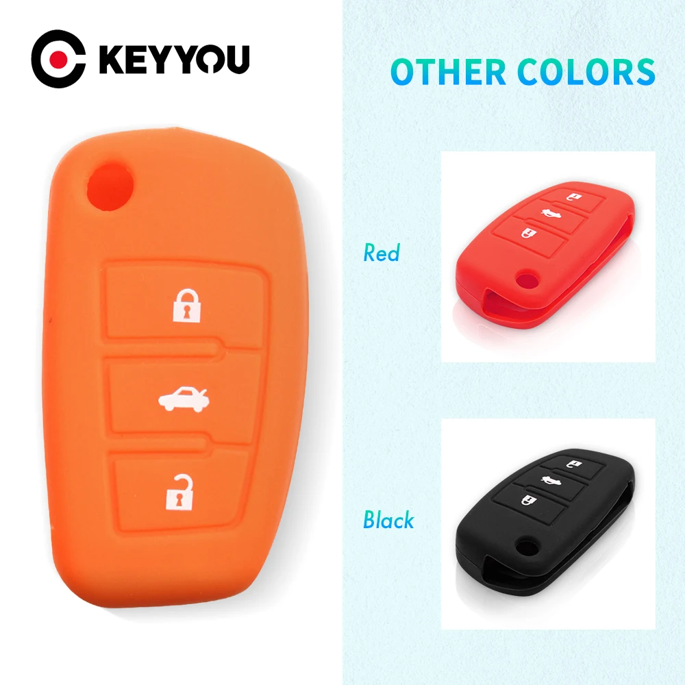 Силиконовый чехол для ключей KEYYOU 3 кнопки откидной Чехол Audi A3 A4 A5 A6 A8 Q5 TT S6|key case for