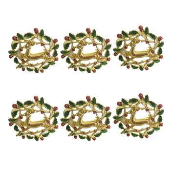 

Napkin Ring 6 Pieces of Golden Elk Napkin Ring, Used for Place Setting Wedding Reception Christmas Home Kitchen