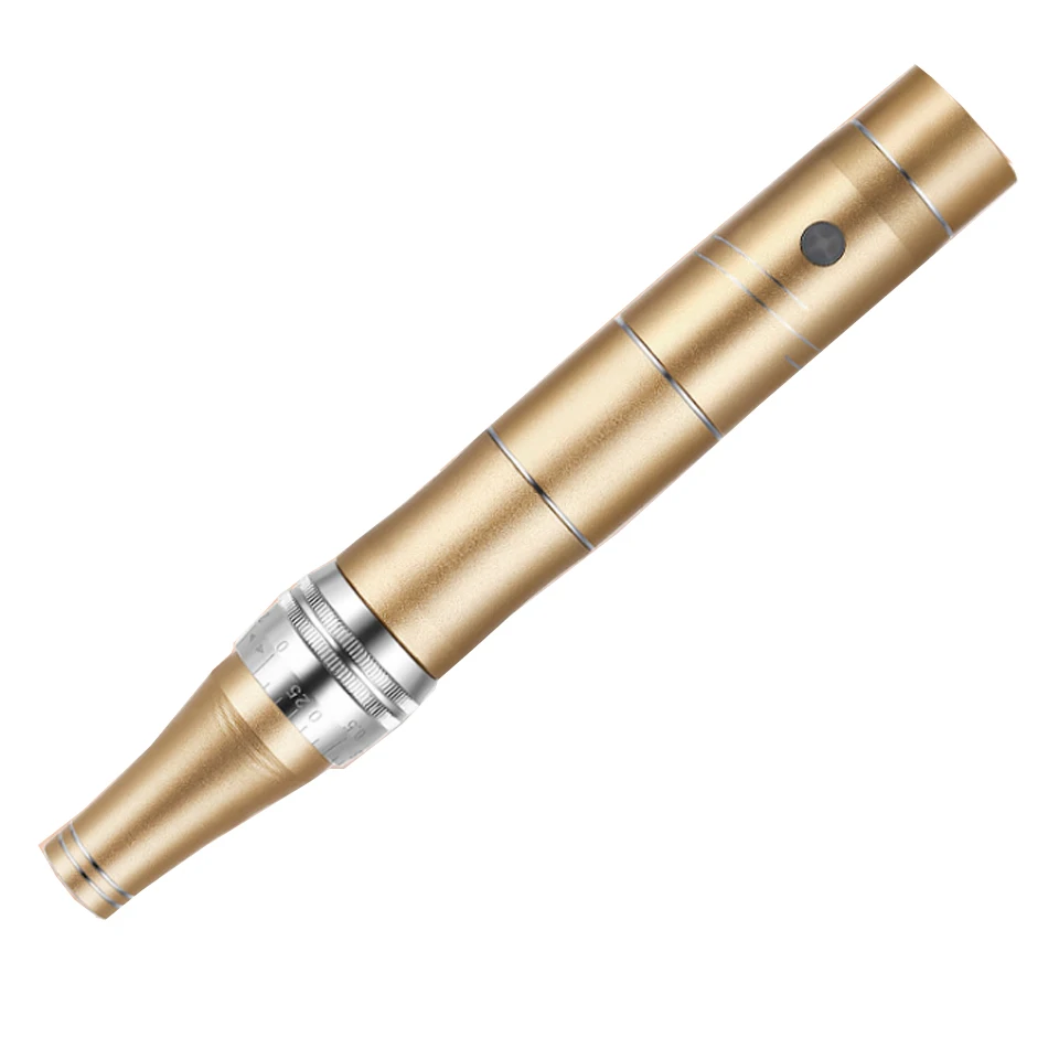 Перезаряжаемая электрическая автоматическая микро МТС нано игла для тату Дерма терапия макияж ручка пистолет с винтовым гнездом микро-система - Цвет: Gold