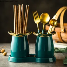 Керамика зеленый и палочками для еды палочки дозирующая детская ложка для дренажная стойка посуда клетка хранения домашняя кухонная для хранения стойку Кухня контейнер для хранения