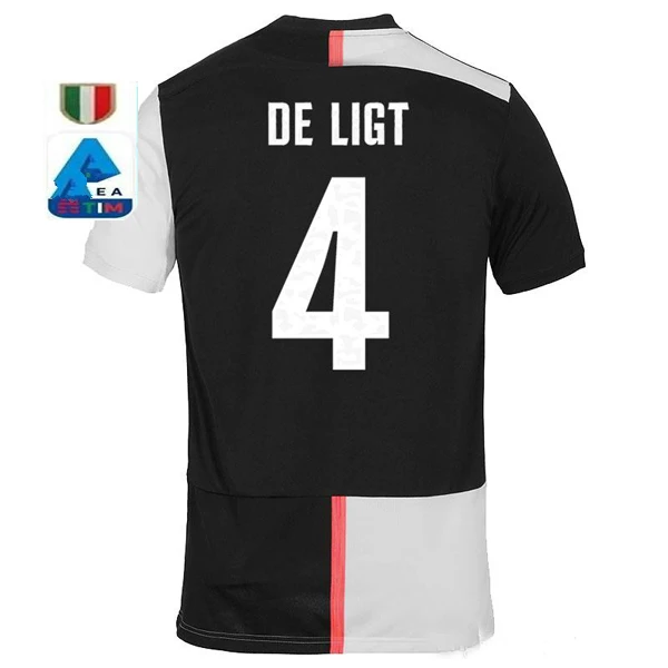 juve Serie A patch Футбольная Футболка DE LIGT Ronaldo home Out 3RD mandzukic Футбольная Футболка Размер S-2XL - Цвет: Home