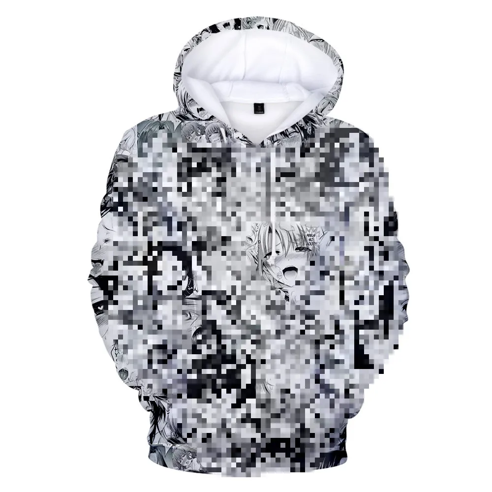 3D Ahegao Hoodies Hooded Women Men Funny Shy Girl Face Sweatshirt Hentai Manga Streetwear Harajuku High Quality Tops