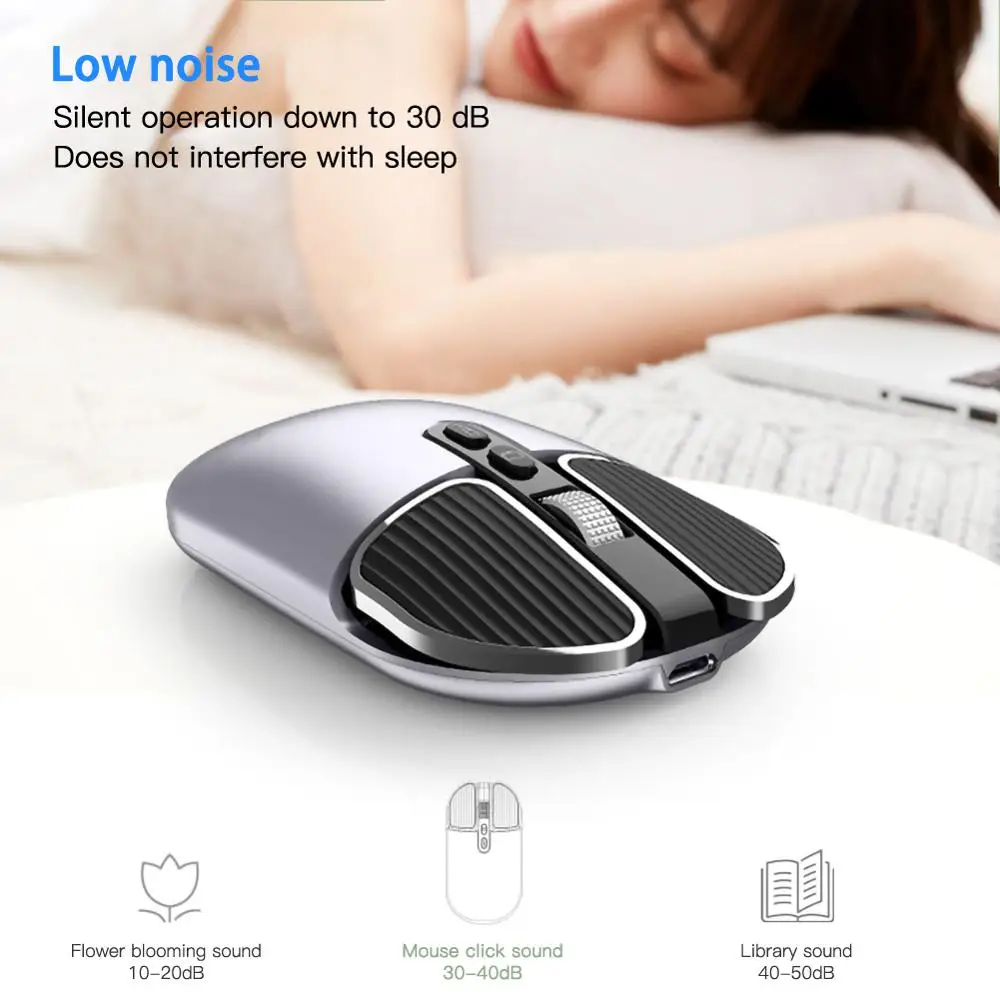 

Wireless Mouse 2.4G and Bluetooth Mouse Rechargeable Adjustable DPI for Phones and Computers