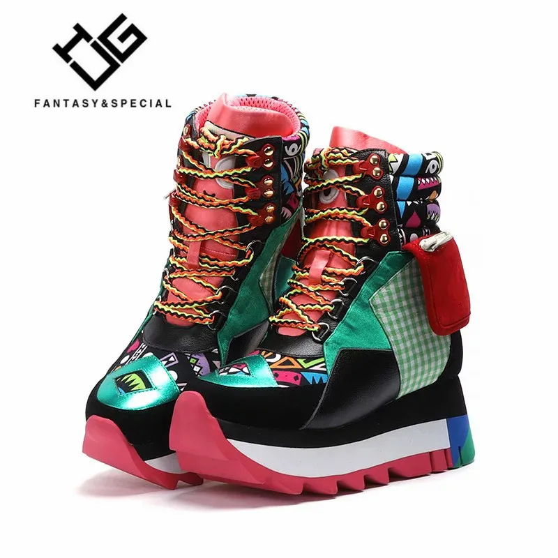 

Genuine Leather Sneakers Women Trendy Increasing Dad Shoes Woman Fashion Thick Sole Ladies Platform Shoe Laces Zapatillas Mujer