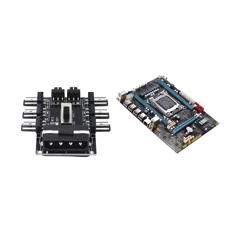 

2 Pcs Motherboard : 1 Pcs E5 3.3C Motherboard Lga 2011 X79 Lga2011 Socket Motherboard Server & 1 Pcs 1 To 8 4Pin Molex Cooler Hu