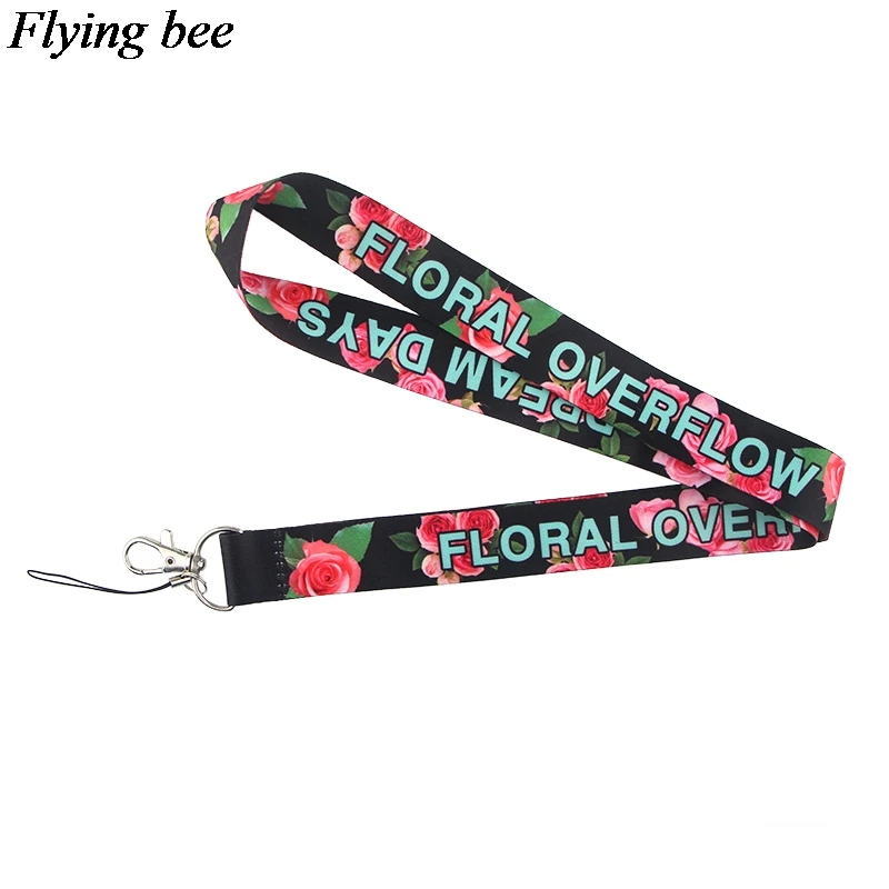 

Flyingbee Rose floral Phone Lanyard Cool Lanyards for Keys Phone Rope Keychanis Keyring Neck Straps Phone Accessories X0626