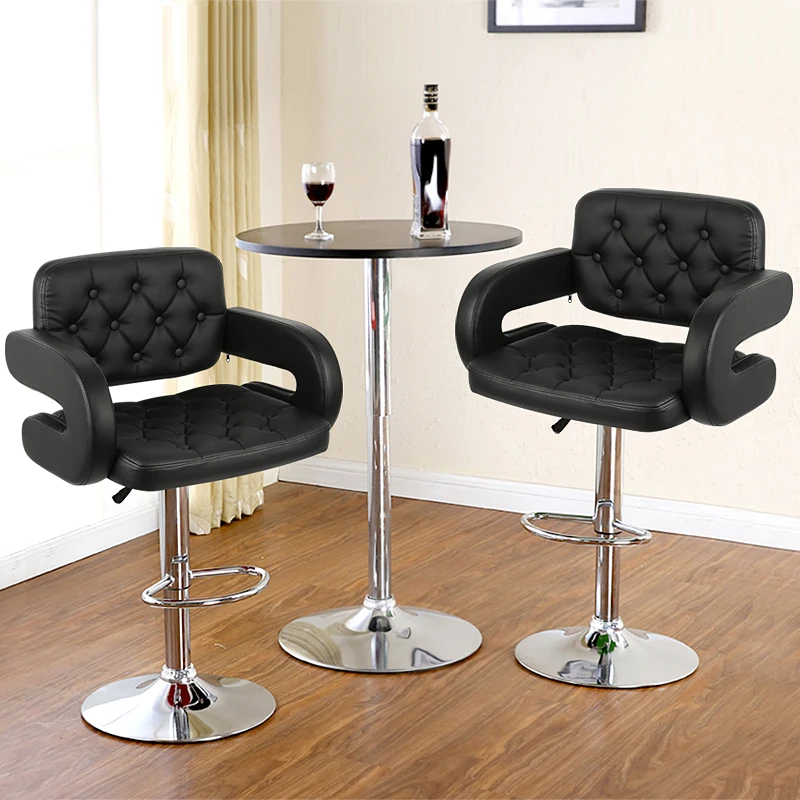 

2pcs Adjustable Swivel With Backrest Stool Swivel Pneumatic Counter Pub Bar Chair With Handrails Shipping From France HWC