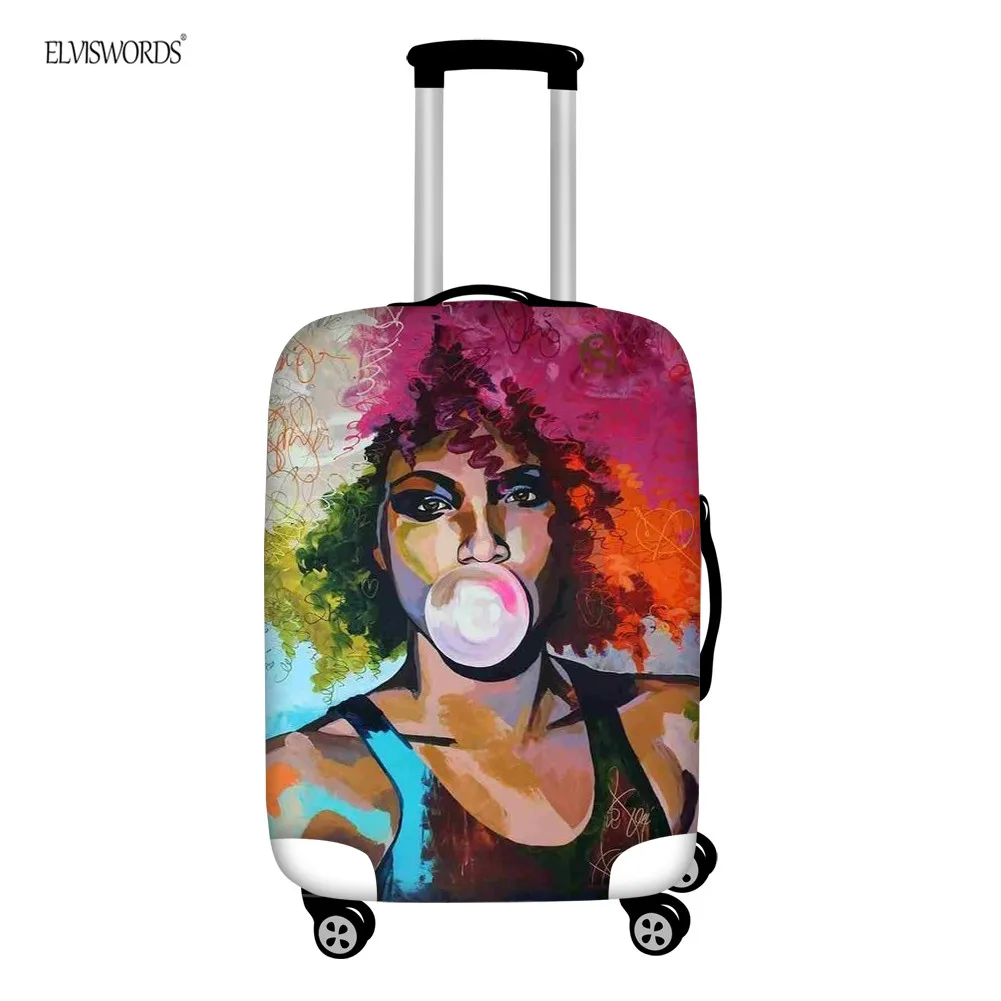 ELVISWORDS African Girl Pattern Suitcase Protective Covers Elastic Thick Travel Accessorie Luggage Cover For 18-32Inch - Цвет: HMC1842